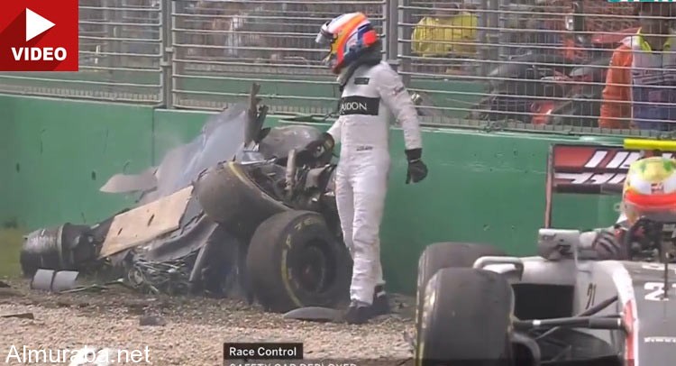 "فيديو" حادث فرناندو ألونسو المرعب على حلبة استراليا أثناء سباق السيارات 1