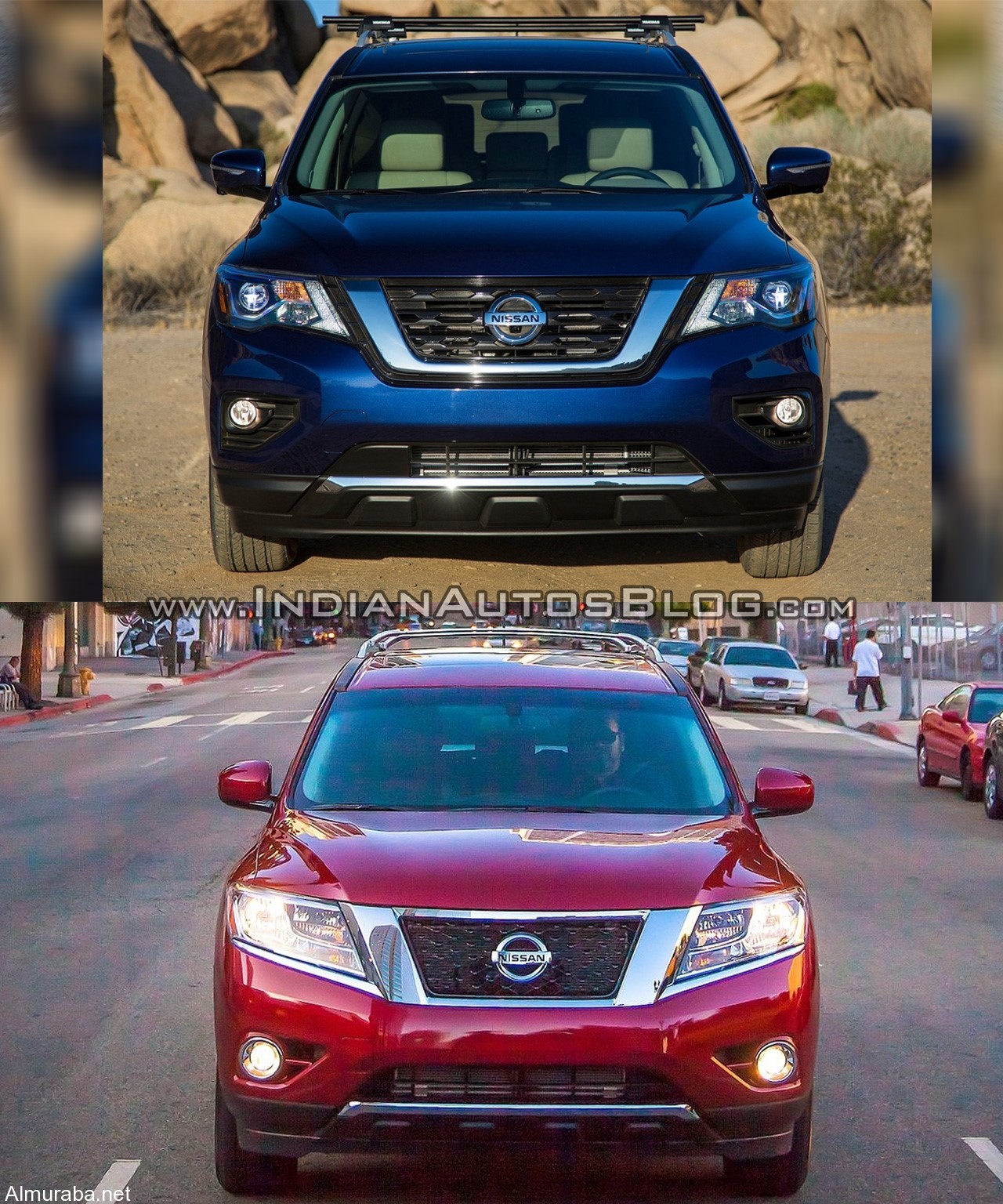 2017-Nissan-Pathfinder-facelift-vs.-2013-Nissan-Pathfinder-front
