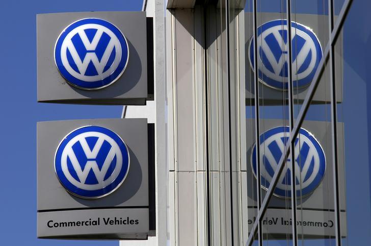 File photo of Volkswagen logos adorning a sign outside a dealership for the German automaker located in the Sydney suburb of Artarmon, Australia, October 3, 2015. REUTERS/David Gray/File Photo