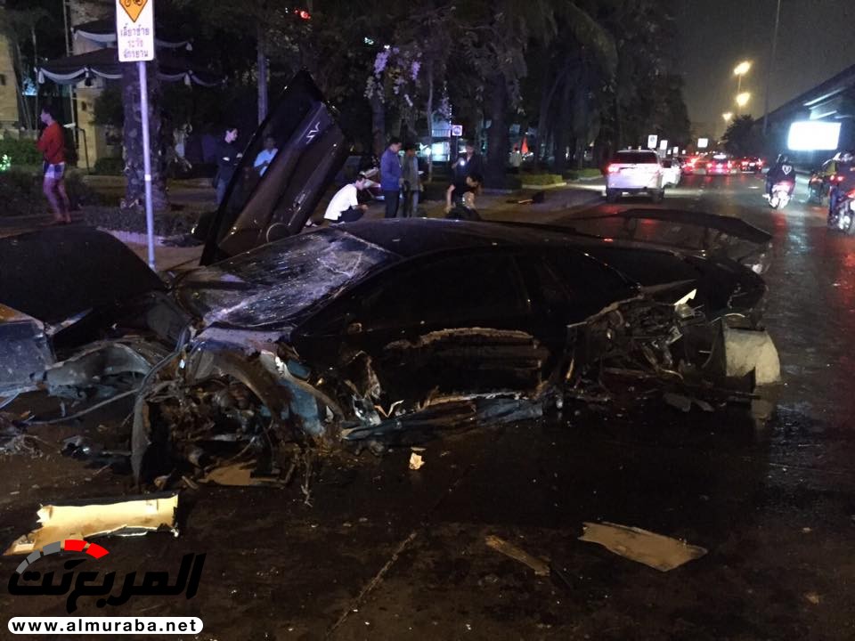 تايلندي يتورط بحادث يدمر "لامبورجيني" مورسيلاغو إس في الخاصة بصديقه Lamborghini Murcielago SV 11