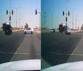 "فيديو" شاهد حادث مروري مروع في أحد تقاطعات مدينة ينبع الصناعية 1