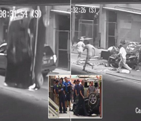 “فيديو” شاهد  سقوط سيارة من الطابق السابع