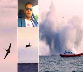 “فيديو” شاهد طيار في سلاح الجو الإيطالي يفقد السيطرة على طائرته أثناء عرض عسكري