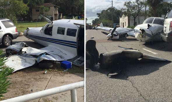 "فيديو" شاهد طائرة تتحطم على طريق مزدحم بولاية فلوريدا 1