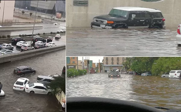 “بالفيديو” شاهد أمطار جدة تغرق المركبات والجهات المختصة تباشر