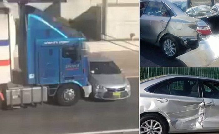 "بالفيديو" شاهد اصطدام مقطورة ضخمة بسيارة أجرة على متنها كويتيان في أستراليا 1
