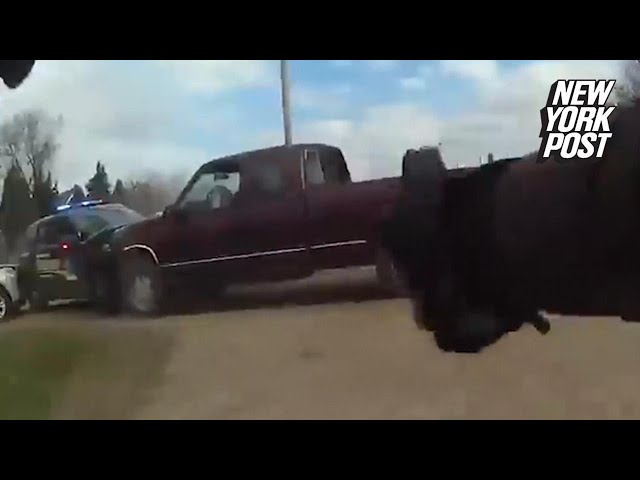 “بالفيديو” شاهد مسن يصدم سيارة شرطة والأخيرة تطلق النار عليه