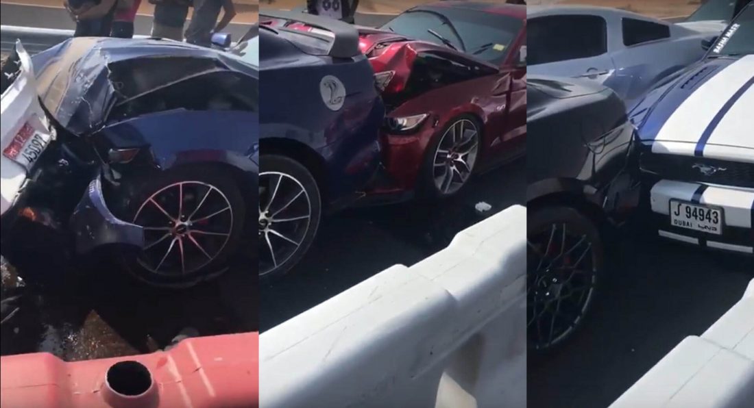 تحطم 6 سيارات موستنج أثناء مغادرة اجتماع للسائقين في دبي 3