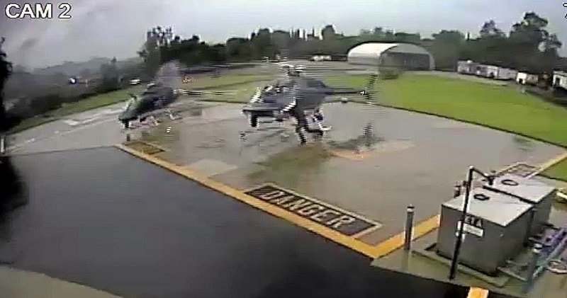 “بالفيديو” شاهد لحظة تحطم طائريتين  “هليكوبتر”