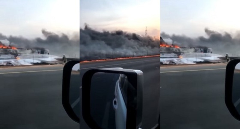 “بالفيديو” ملابسات اشتعال النيران على طريق “الرياض-القصيم”