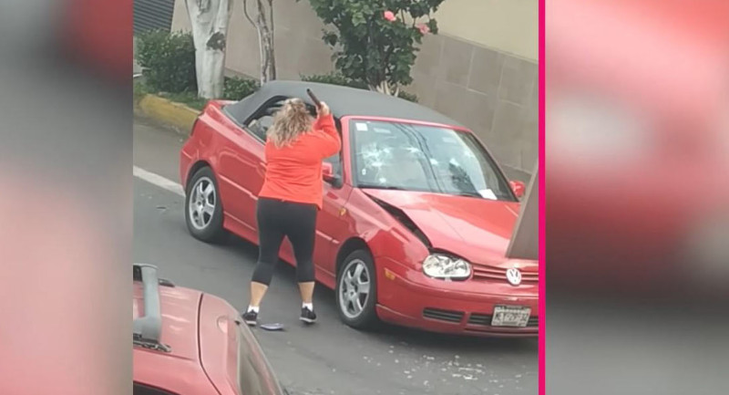 "بالفيديو" شاهد إمرأة تحطم سيارة بماسورة 1
