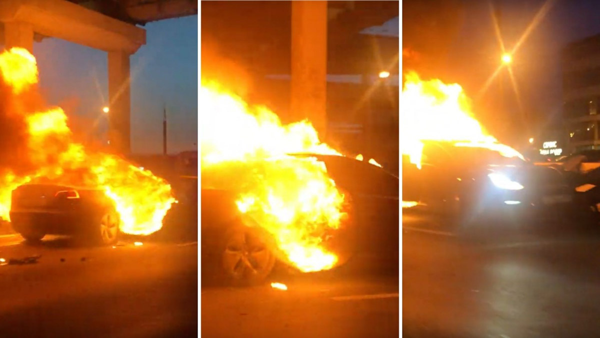 "بالفيديو" تيسلا موديل 3 تشتعل وتنفجر بعد اصطدامها بشاحنة 7
