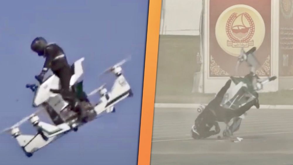 “بالفيديو” سقوط دراجة طائرة وتحطمها في دبي