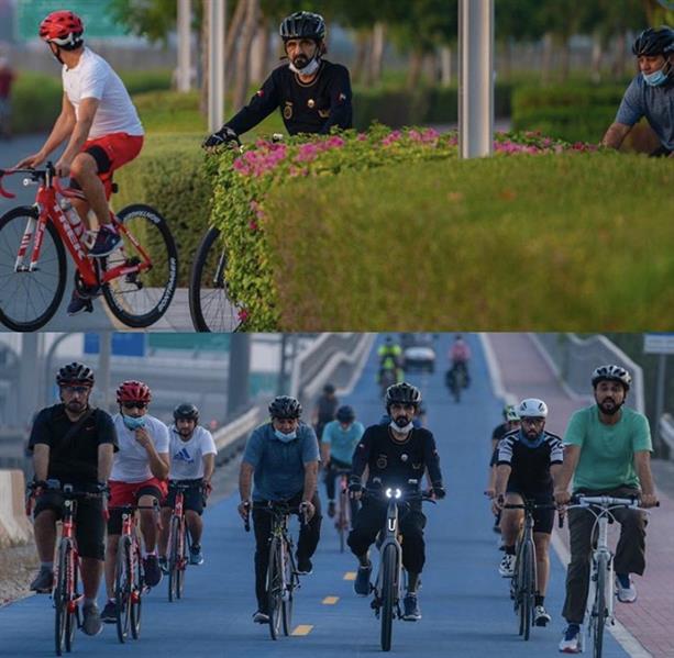 الشيخ محمد بن راشد آل مكتوم يقود دراجة هوائية في شوارع دبي "صور" 23