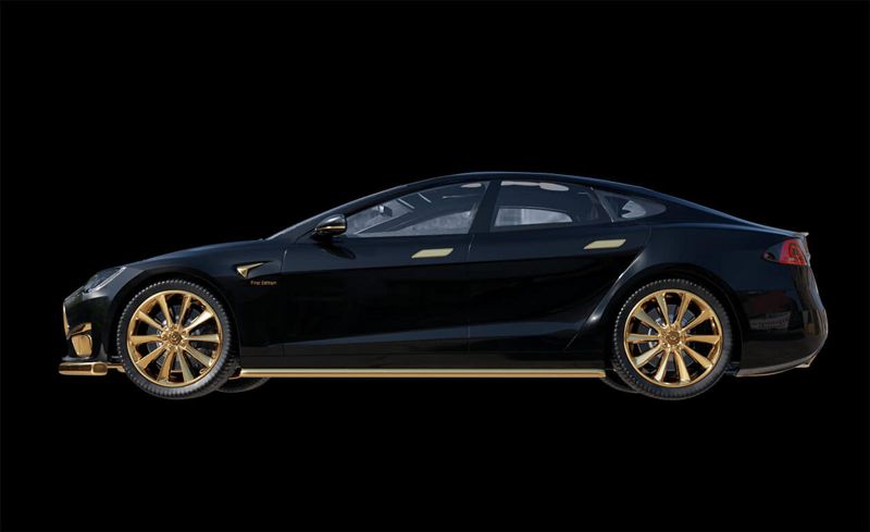 سيارة تيسلا مغطاة بالذهب سعرها يتجاوز مليون ريال! 4