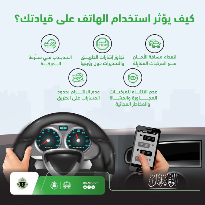 "المرور" يوضح 5 تأثيرات خطيرة لاستخدام الهاتف أثناء القيادة 4