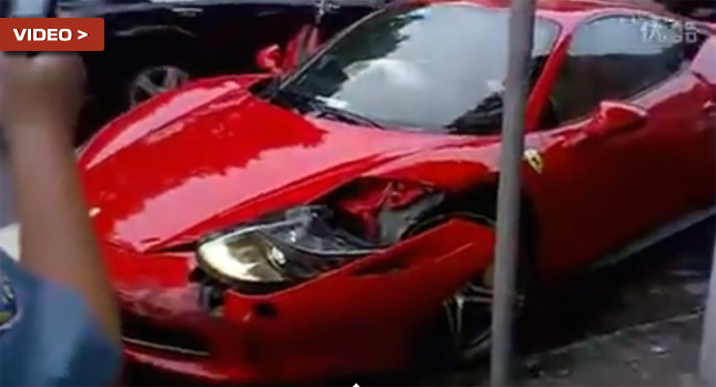 “بالفيديو” حادث رهيب يحطم السيارة الاغلى فى العالم فيراري 458 بالكامل