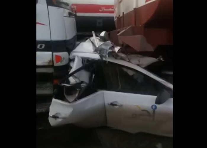 “بالفيديو” حادث شنيع جداً اليوم على طريق الخرج – الرياض ونجاة السائق بأعجوبة