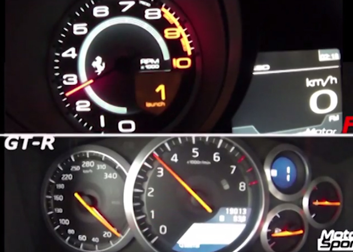 "فيديو" نيسان GT-R تتحدى فيراري FF للوصول إلى سرعة 250 كم 7